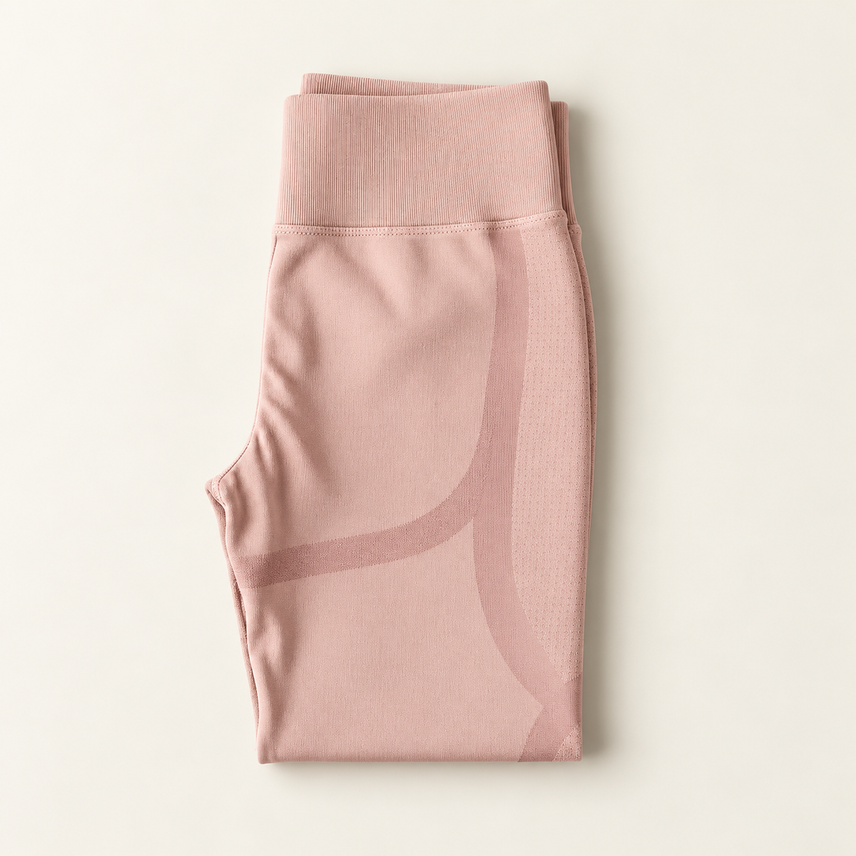 GlutumisMaximus folded blush sculpting leggings showing the ribbed waistband and contour knit